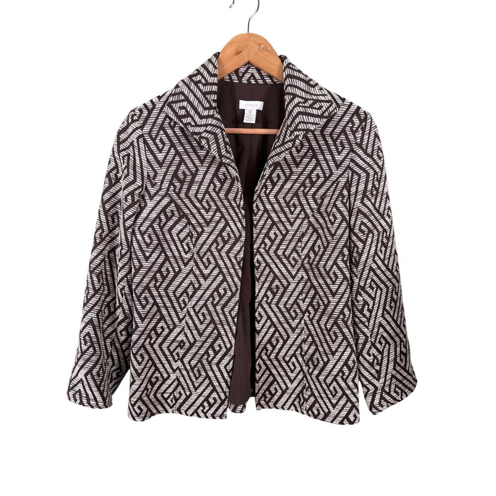 Chico's Women's Size 0 / Small Geometric Open Front Office Career Blazer Jacket‎